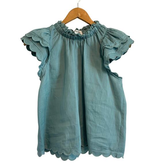 SEA New York Ramey Light Teal Flutter Sleeve Blouse - Picture 1 of 6
